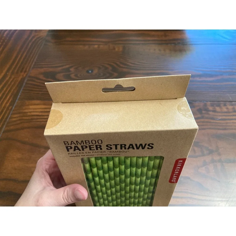 Kikkerland Bamboo Paper Straws Biogradeable Compostable - New in Package